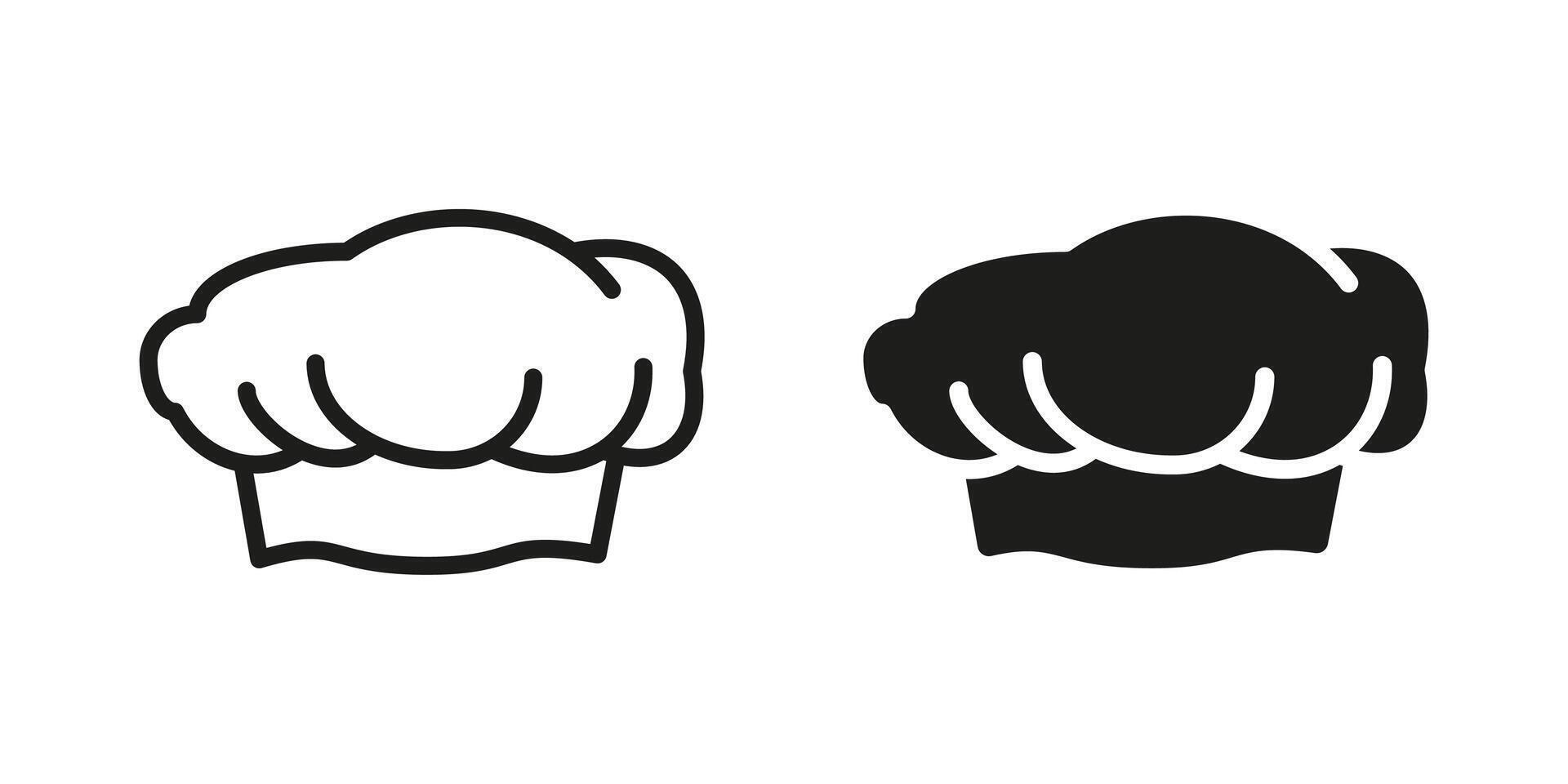 Chefs hat icon. Cook hat illustration. Baker cap symbol. Cooker professional uniform pictogram. Culinary or catering sign. Chef hat concept outline, line and black isolated on white background. vector