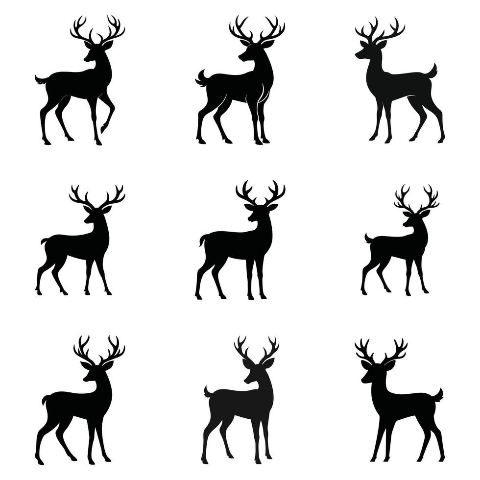 deer silhouette bundle vector