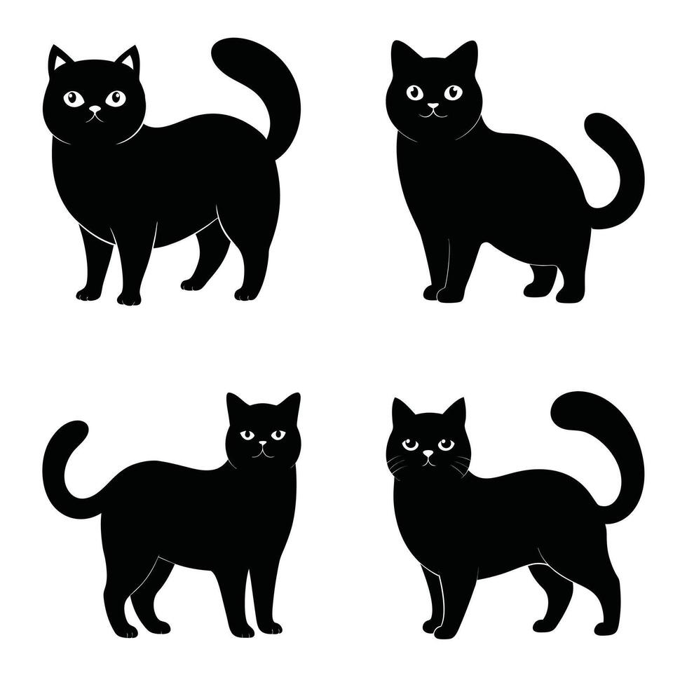 cat silhouette bundle vector