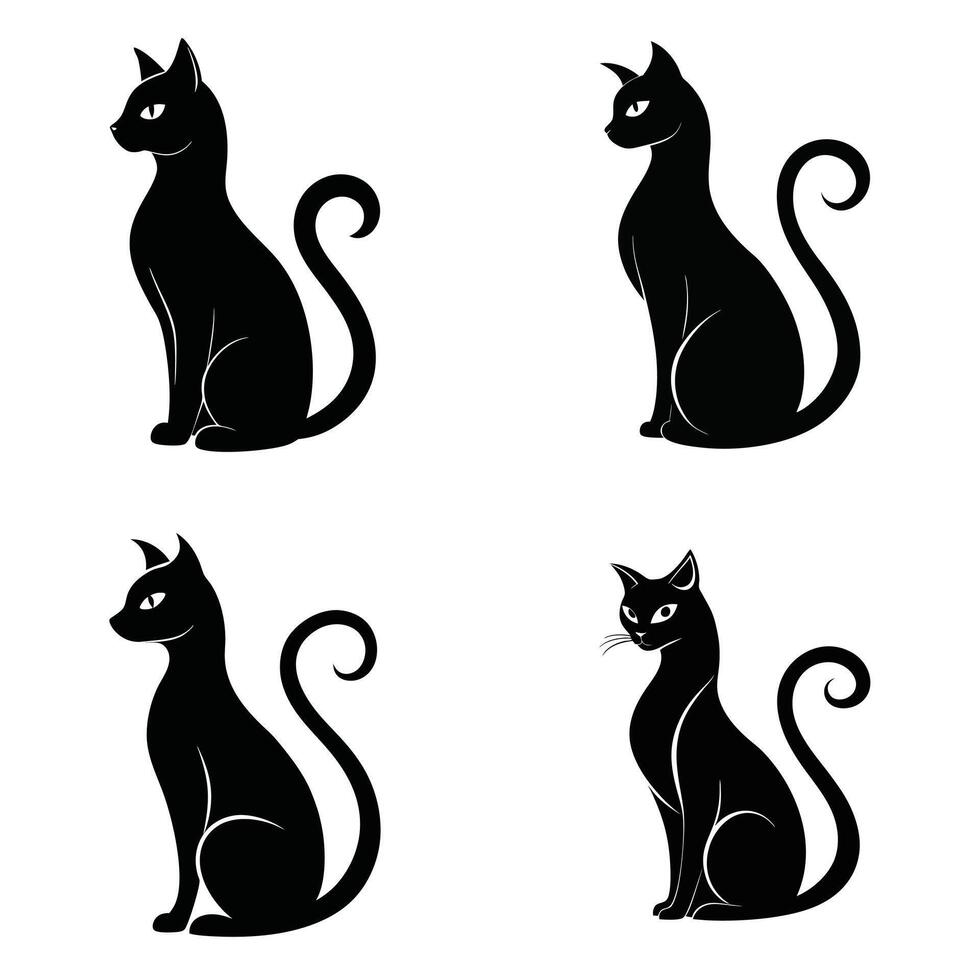 sitting cat silhouette bundle vector