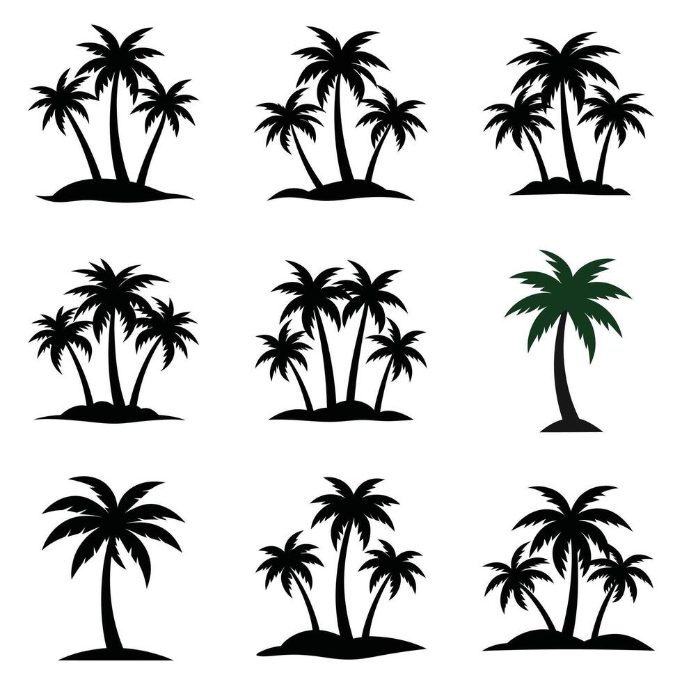 palm tree silhouette bundle vector