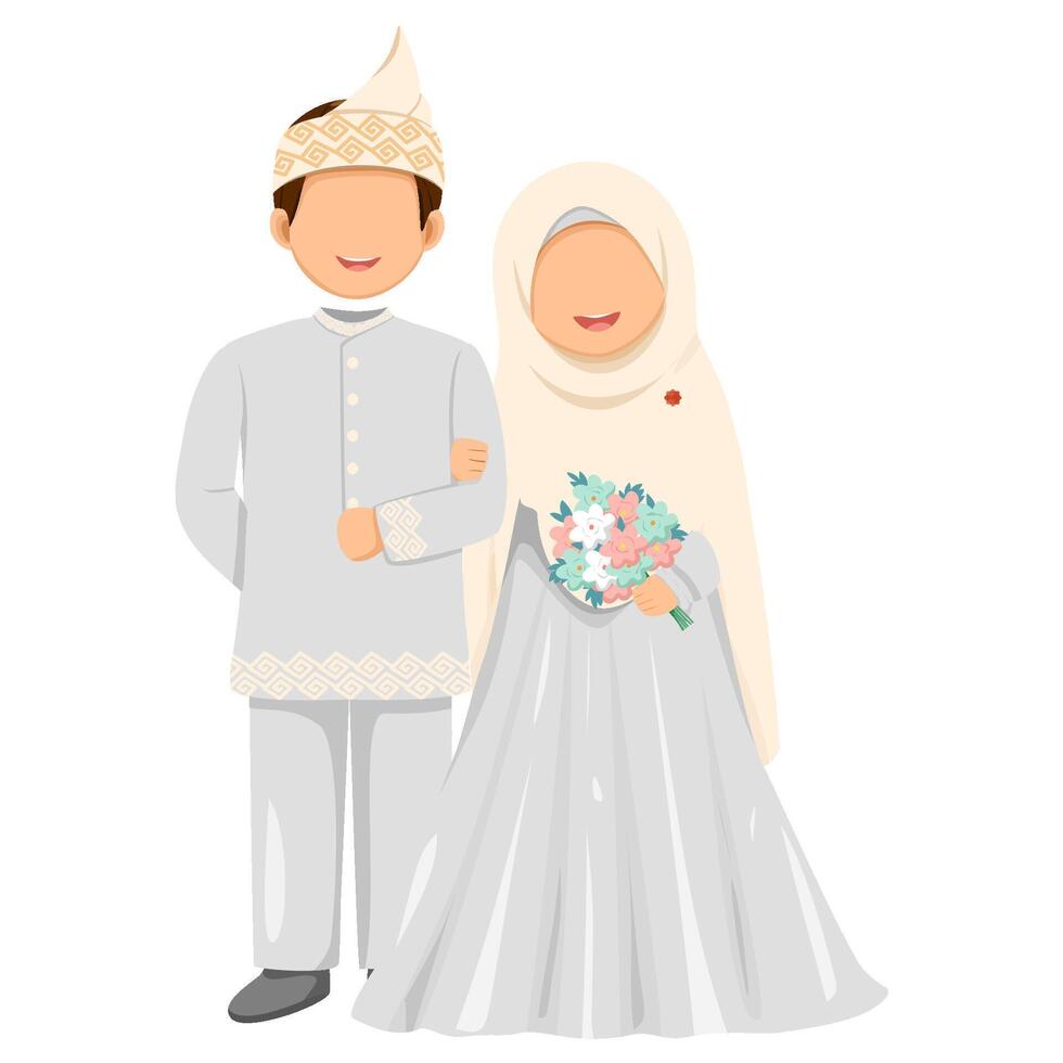 A happy Muslim bridal couple vector