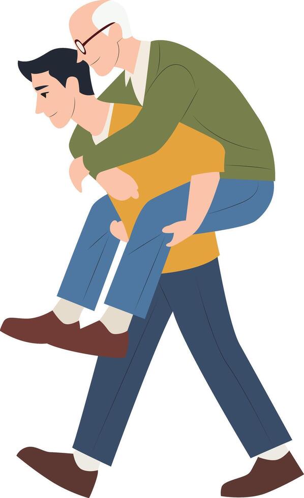 An illustration of a man carrying an older man vector