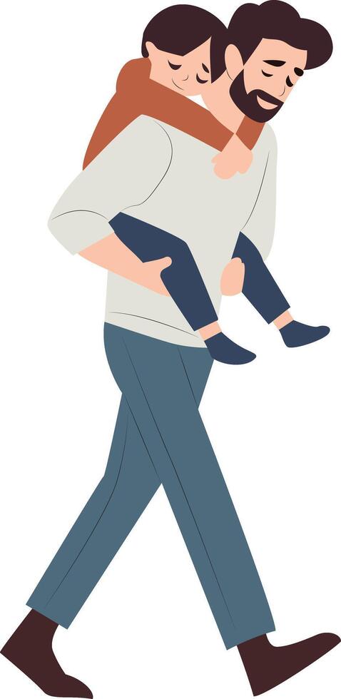 Father and son walking together illustration vector