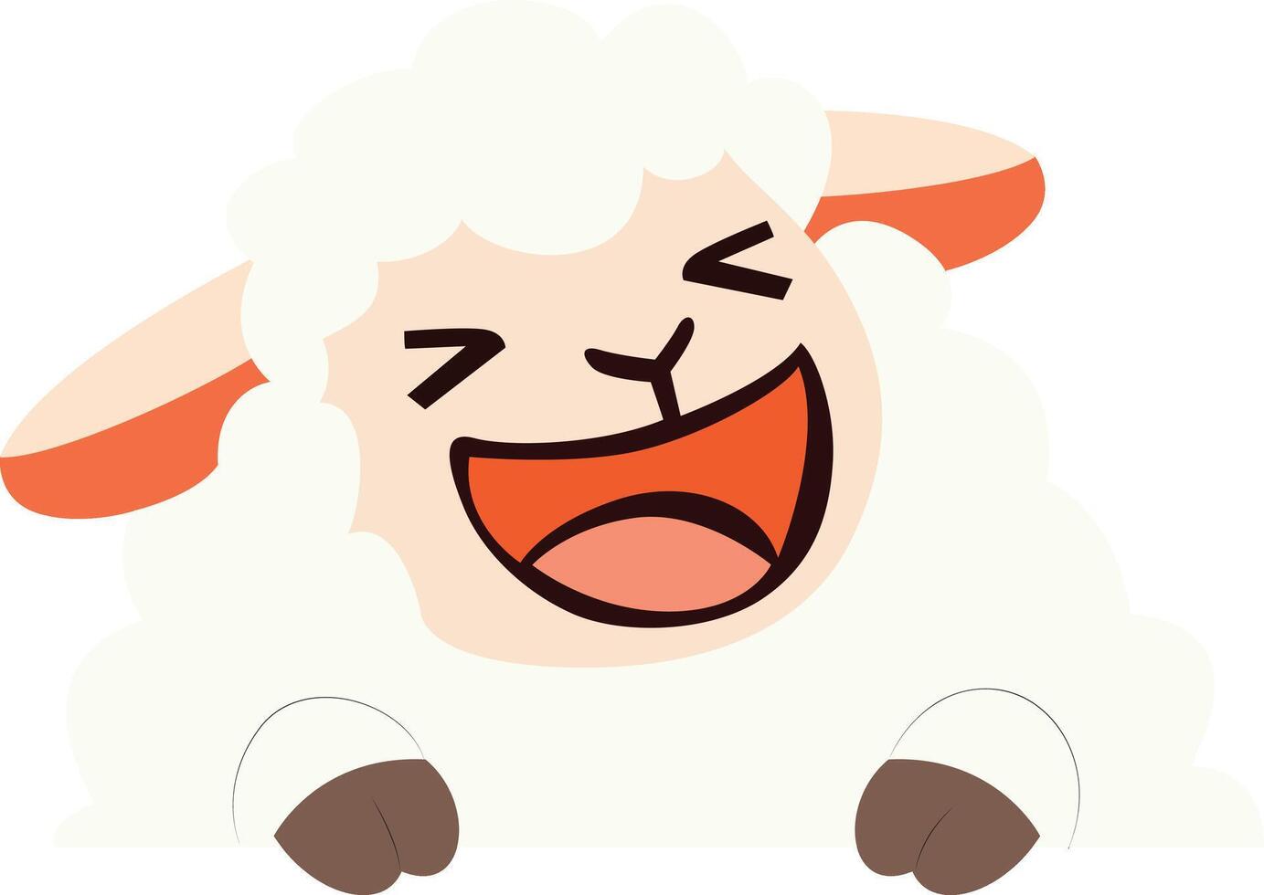 A cartoon sheep with its tongue out and its eyes closed vector
