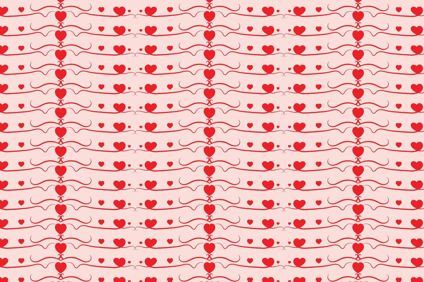 Red hearts love swirls pattern vector
