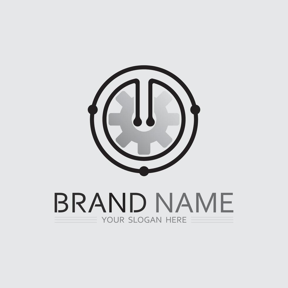 Tech gear logo design template Design Concept, Creative Symbol, Icon vector
