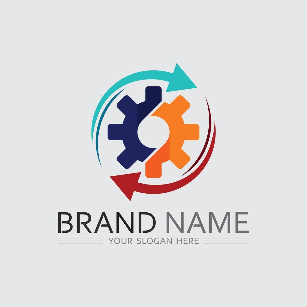 Tech gear logo design template. Technology Logo Template Design , arrow vector
