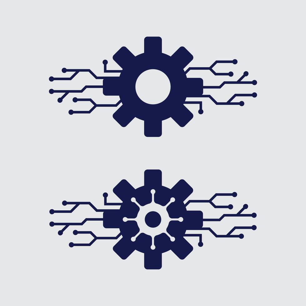 Tech gear logo design template. Technology Logo Template Design gear set vector