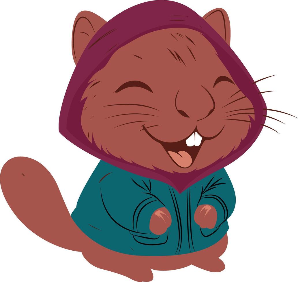 A cartoon squirrel wearing a hoodie vector