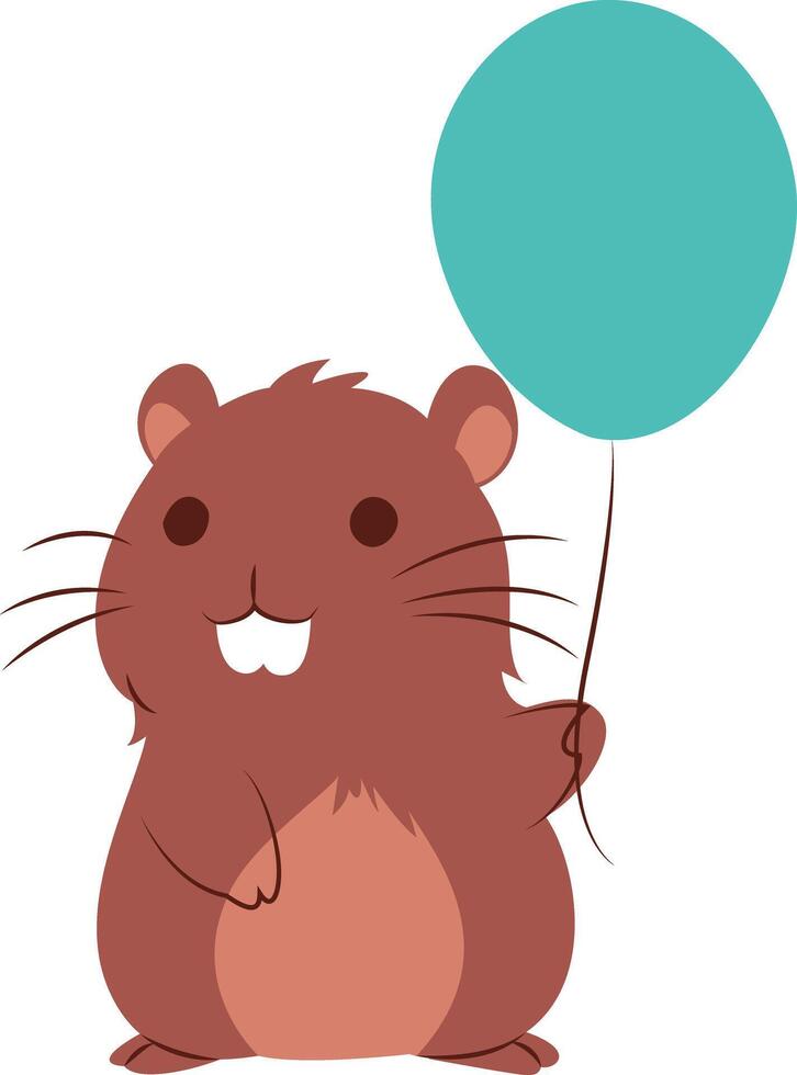 A cartoon hamster holding a blue balloon vector