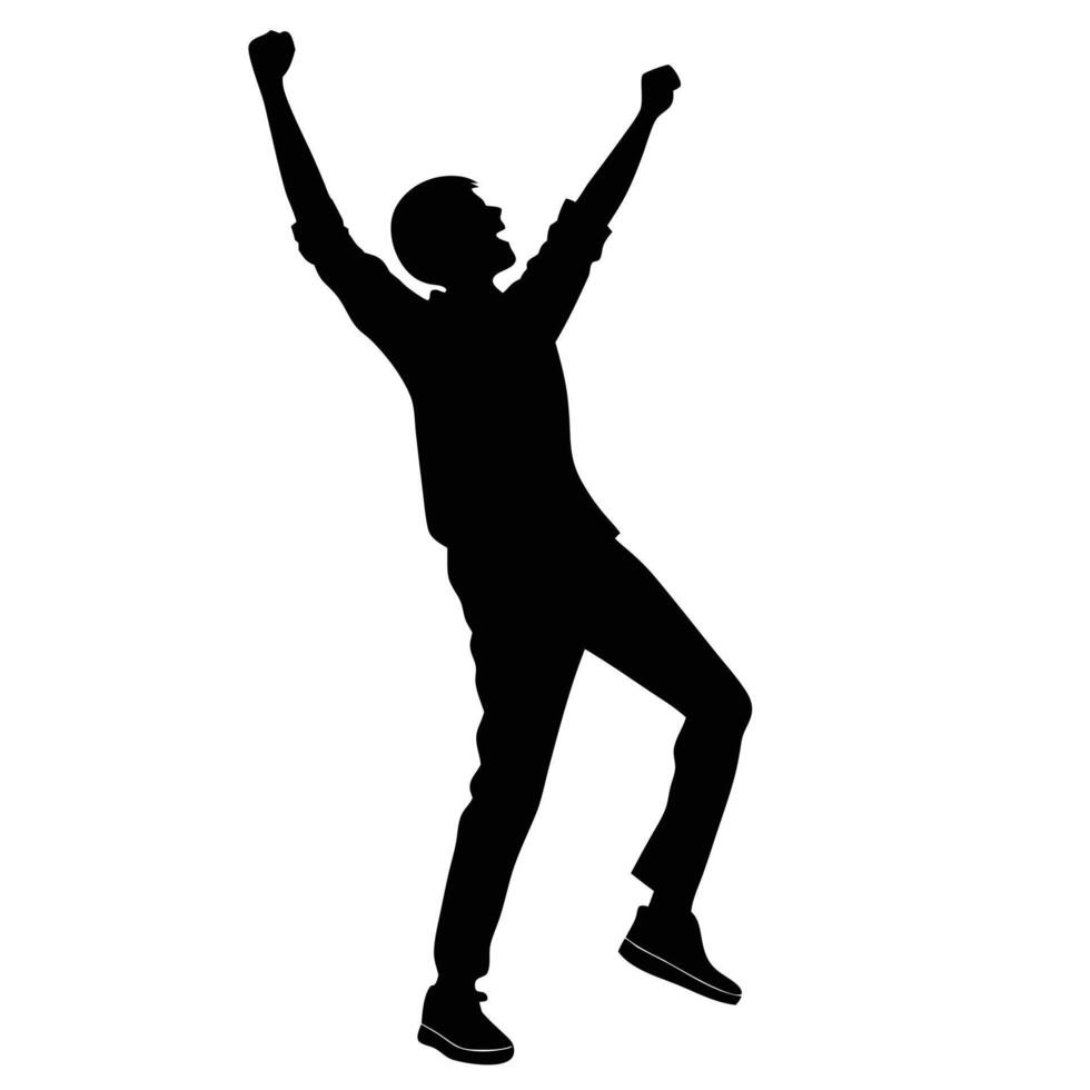Silhouette of a man jumping up in the air vector