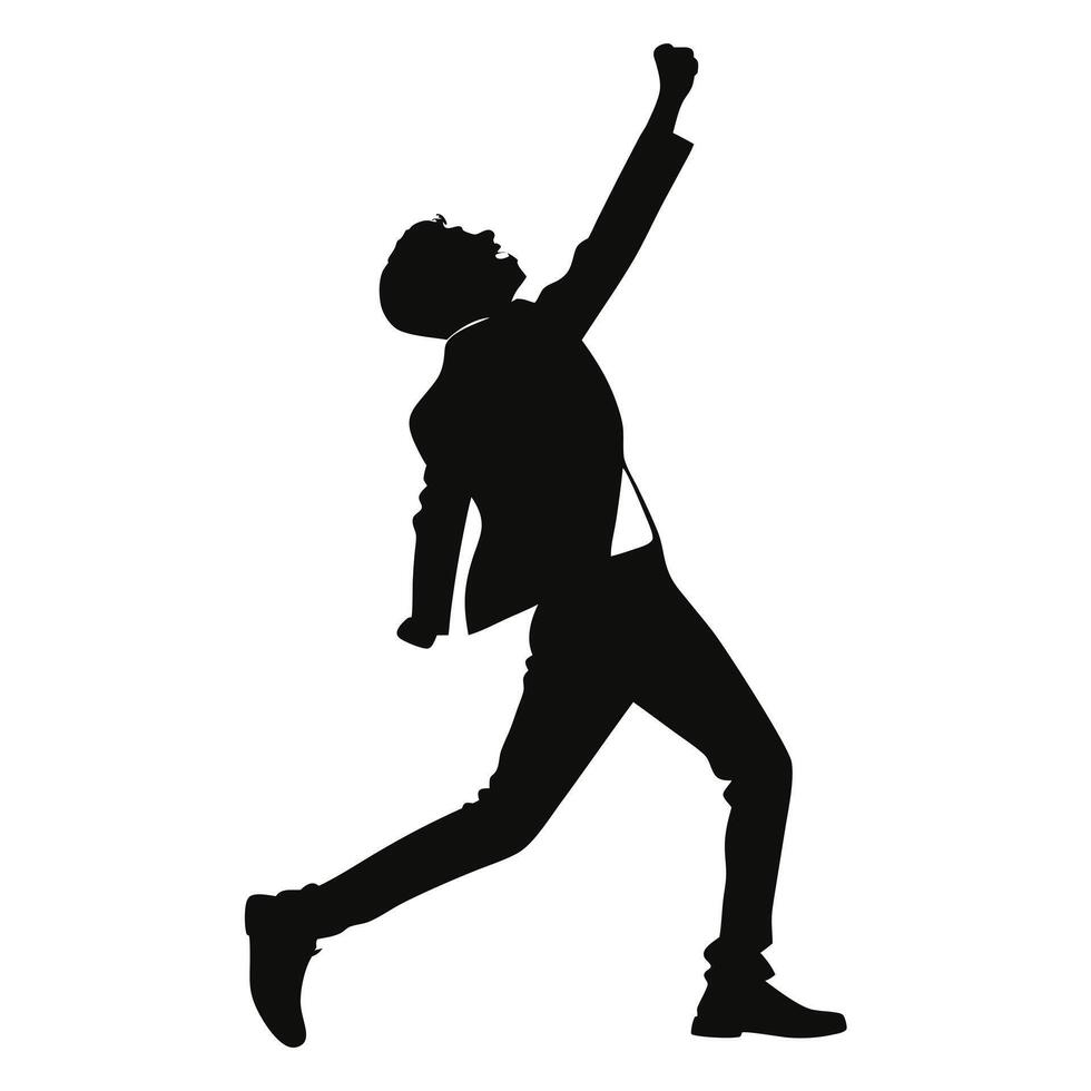 A silhouette of a man in a suit jumping vector