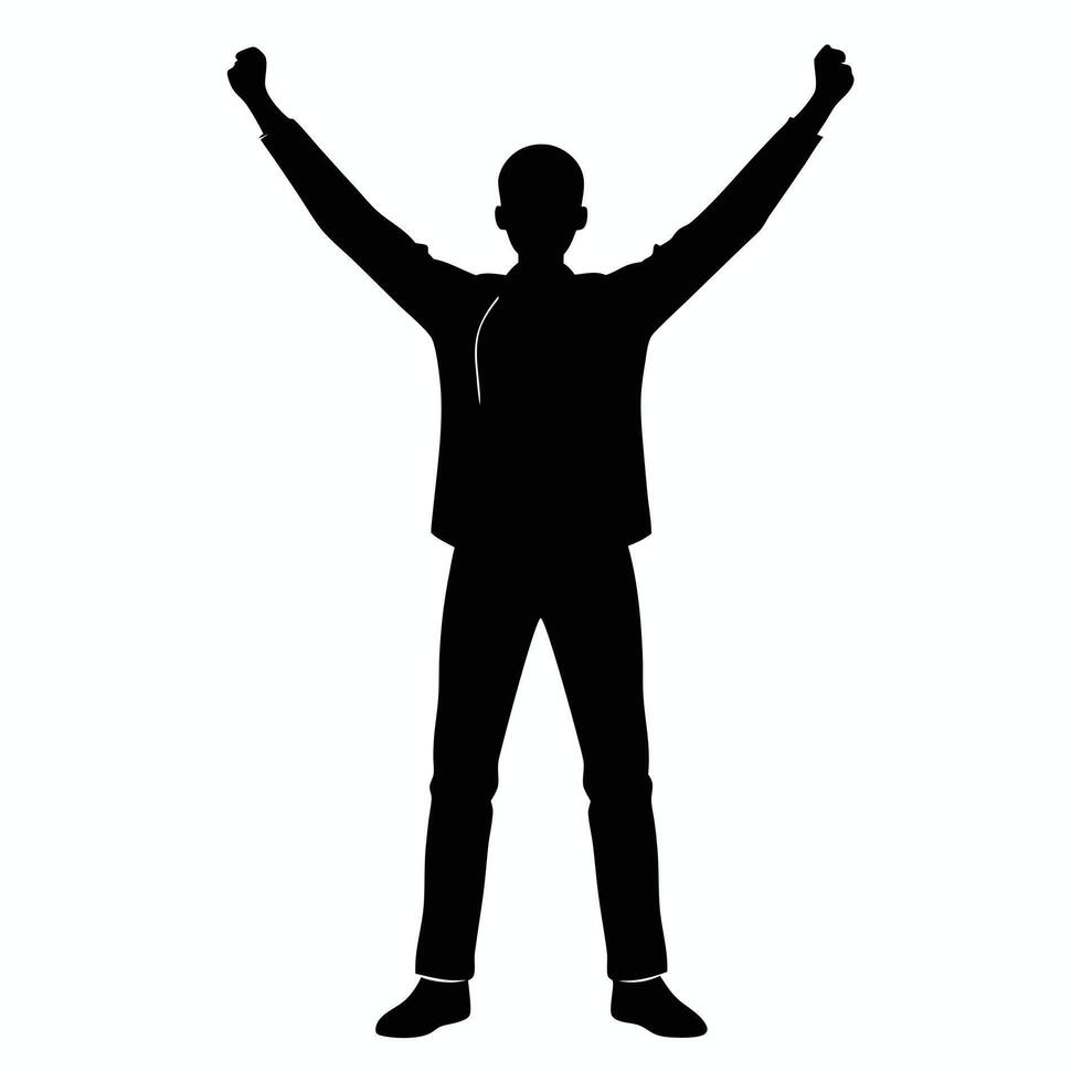 Silhouette of a man with arms up vector