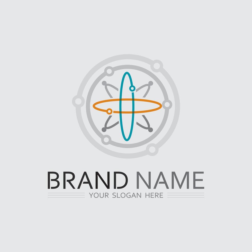 Tech gear logo design template. Technology Logo Template Orbit Design vector