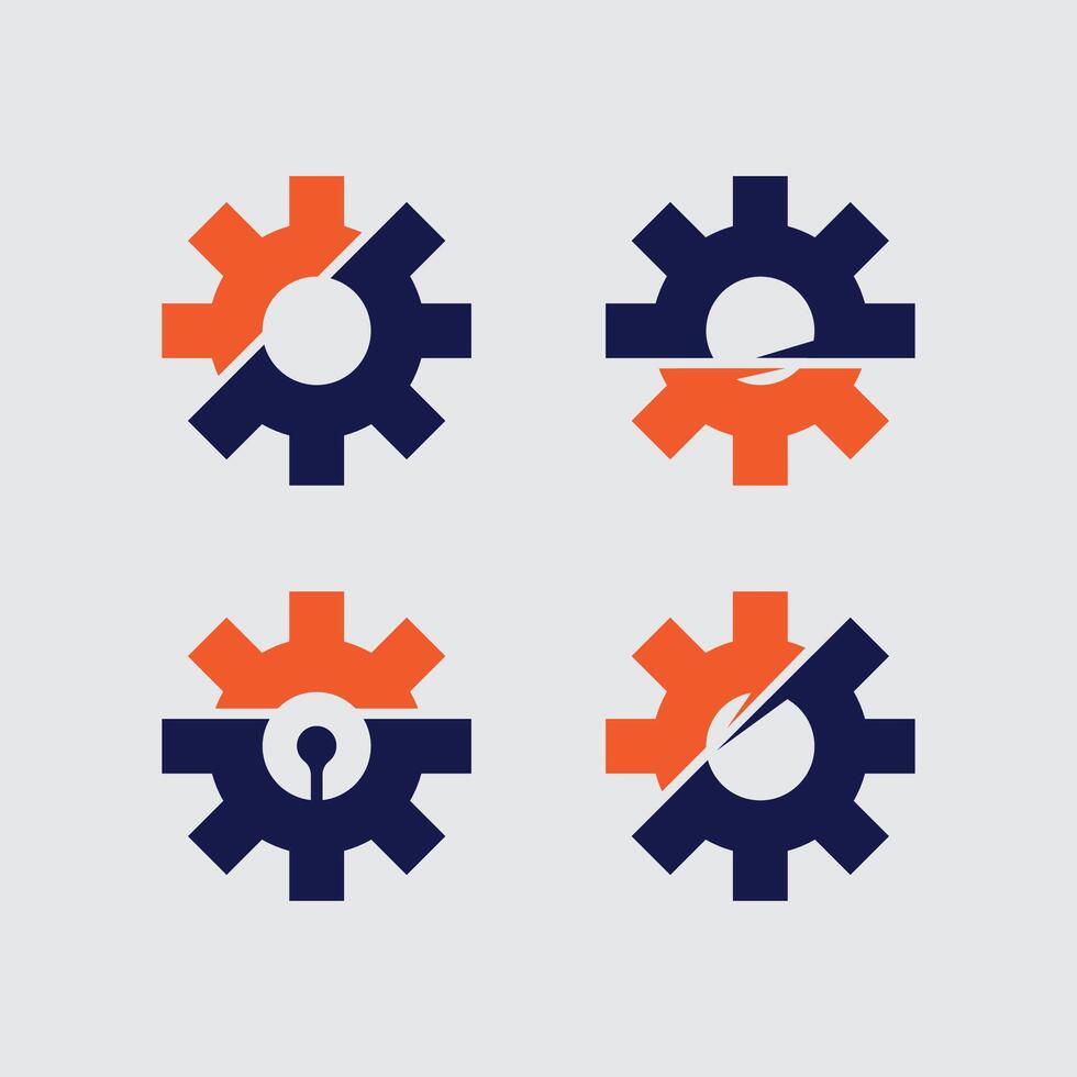 Tech gear logo design template set icon gears vector