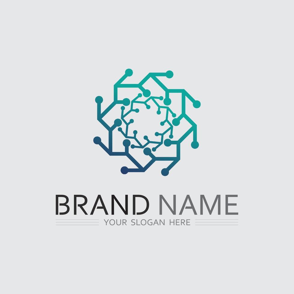Tech gear logo design template. Technology Logo Template Design curve vector