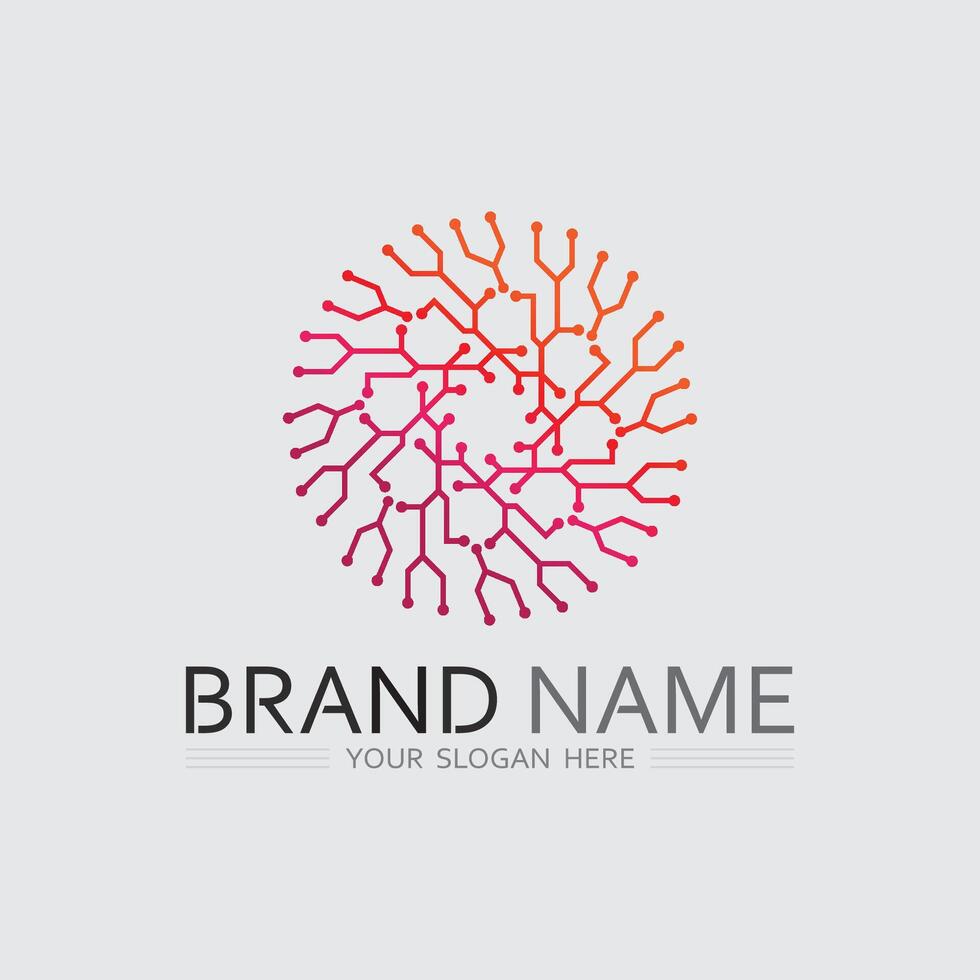 Tech gear logo design template. Technology Logo Template Design line vector