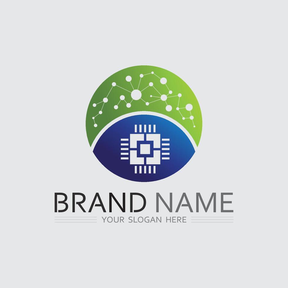 Tech gear logo design template Technology Logo Template chip vector