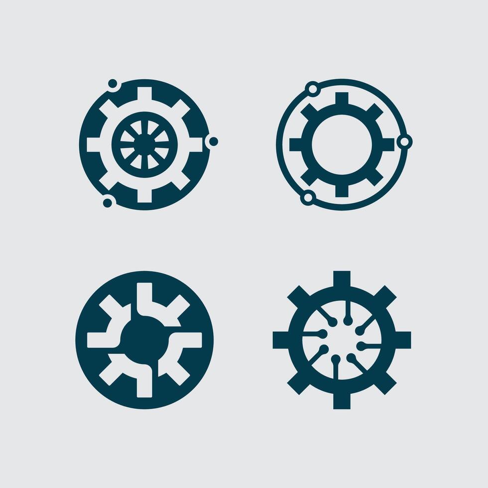 Tech gear logo design template Emblem, Design Concept, Creative Symbol, Icon vector