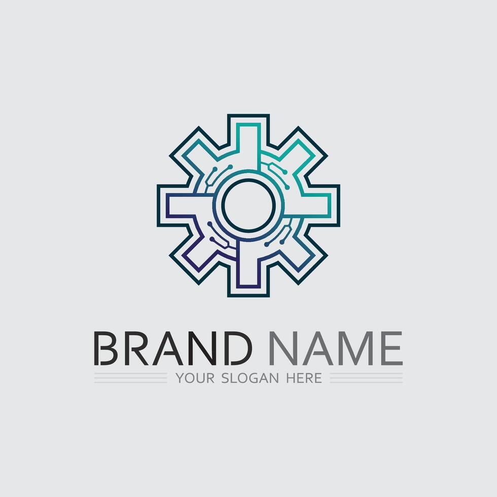 Tech gear logo design technology modern icon vector