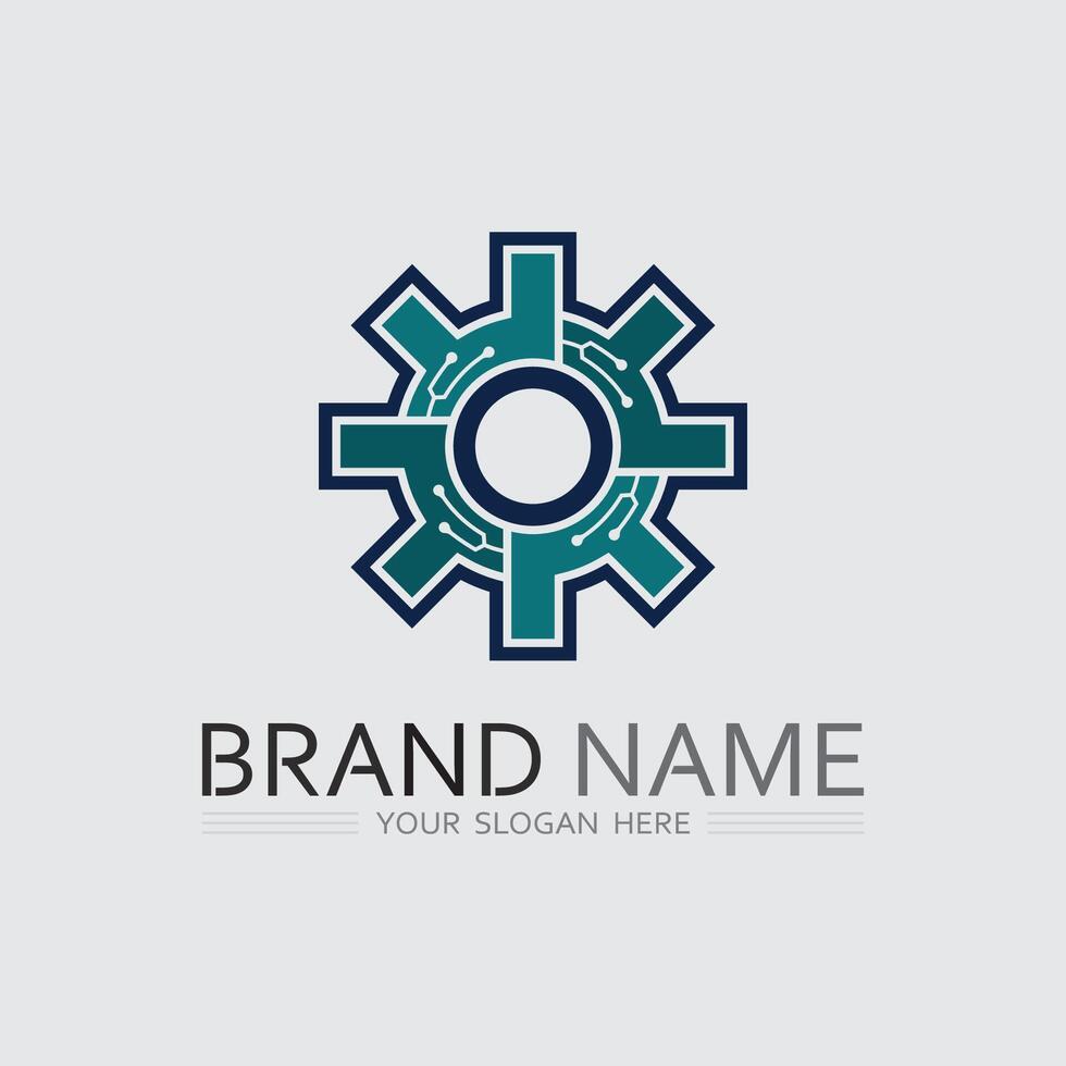 Tech gear logo design template. Technology Logo Template Design machinnery vector