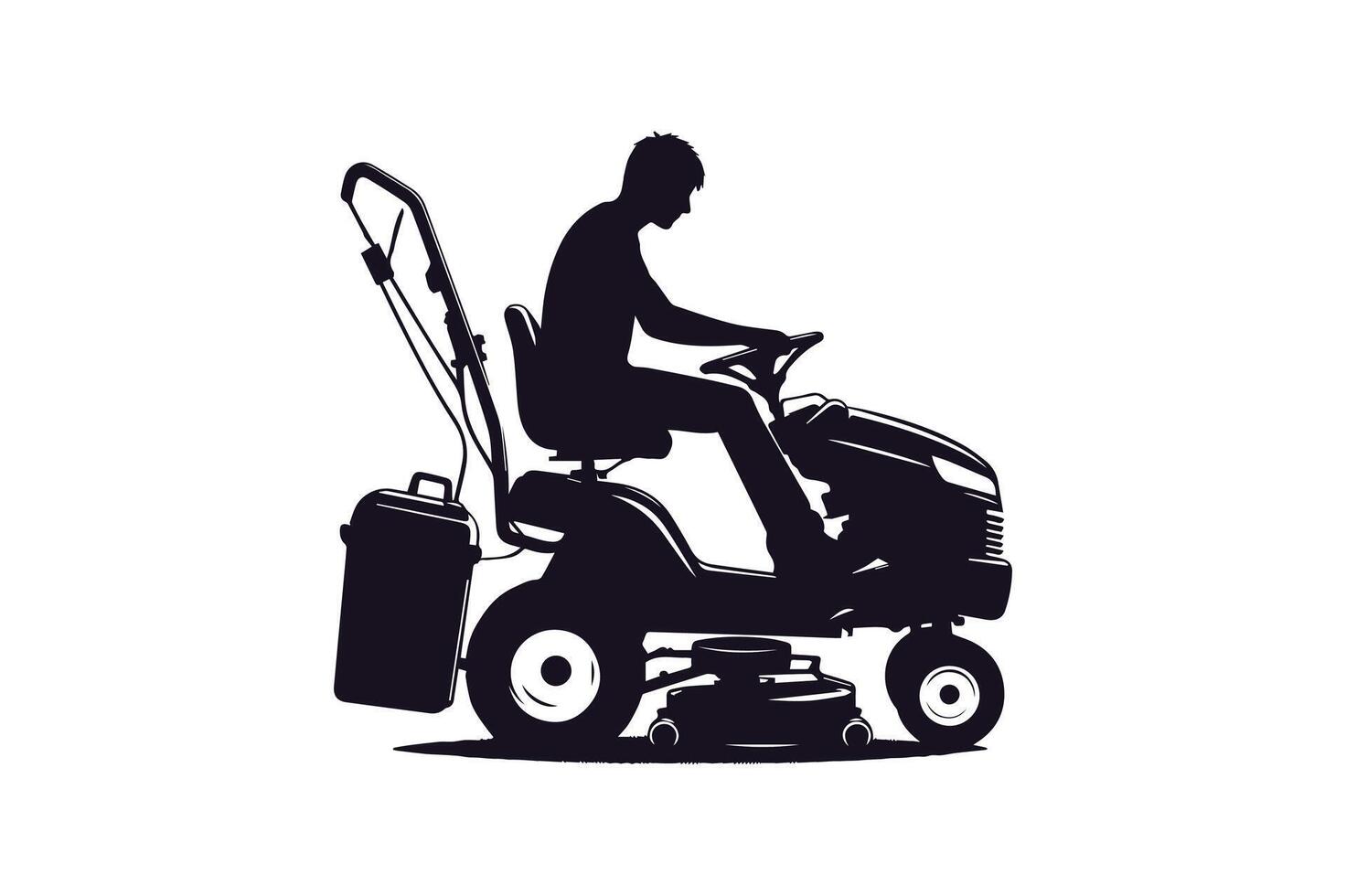 A man riding a lawn mower vector