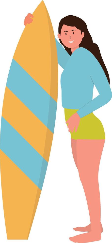People on Summer Beach with Surfboard vector