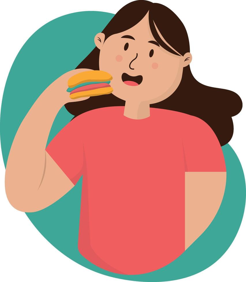 People Eat Hamburger vector