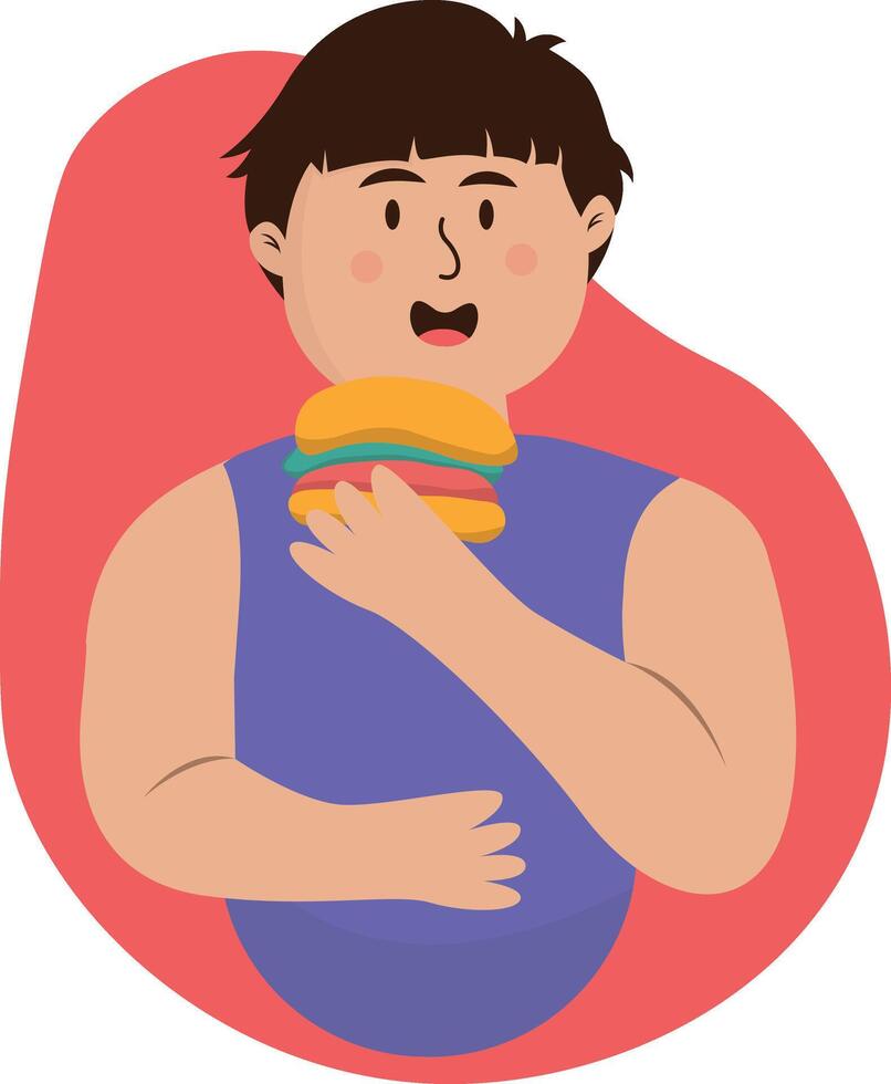 People Eat Hamburger with Cartoon Design vector