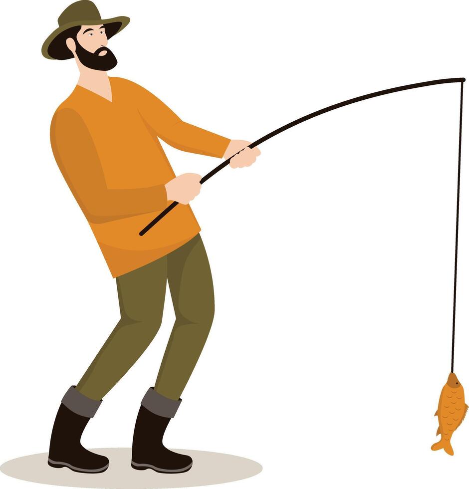 Fisherman Illustration with Flat Design vector