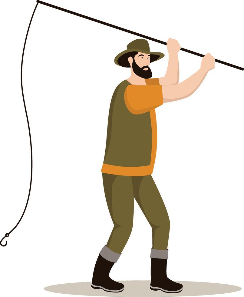 Fisherman Illustration with Simple Design vector