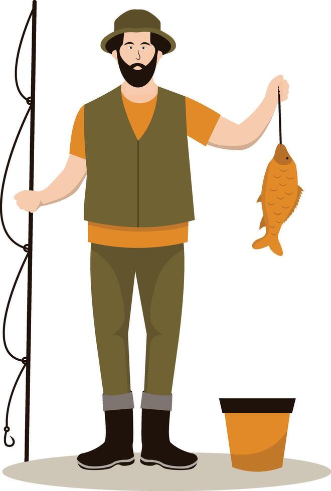 Fisherman in Flat Design vector