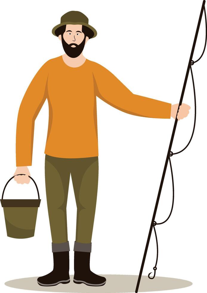 Fisherman Illustration in Flat Design vector