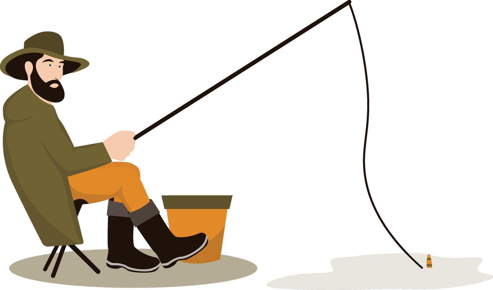 Fisherman Illustration with Flat Cartoon Design vector