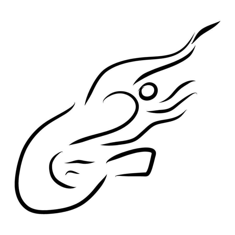 Stylized Hand drawn shrimp, whimsical shrimp doodle vector