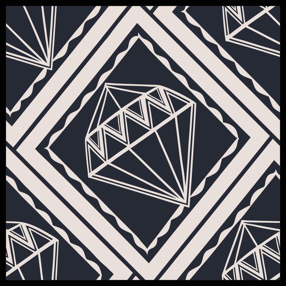 a black and white diamond pattern with geometric shapes vector