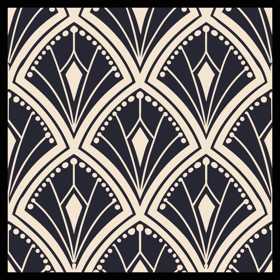 Seamless pattern. Black and white geometrical background with hand drawn decorative tribal elements. vector