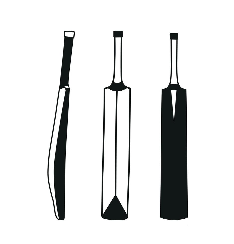 Cricket Bat Illustrations, Equipment Cricket Bat With Premium . Cricket Bats Isolated Set, Cricket Sports Isolated vector