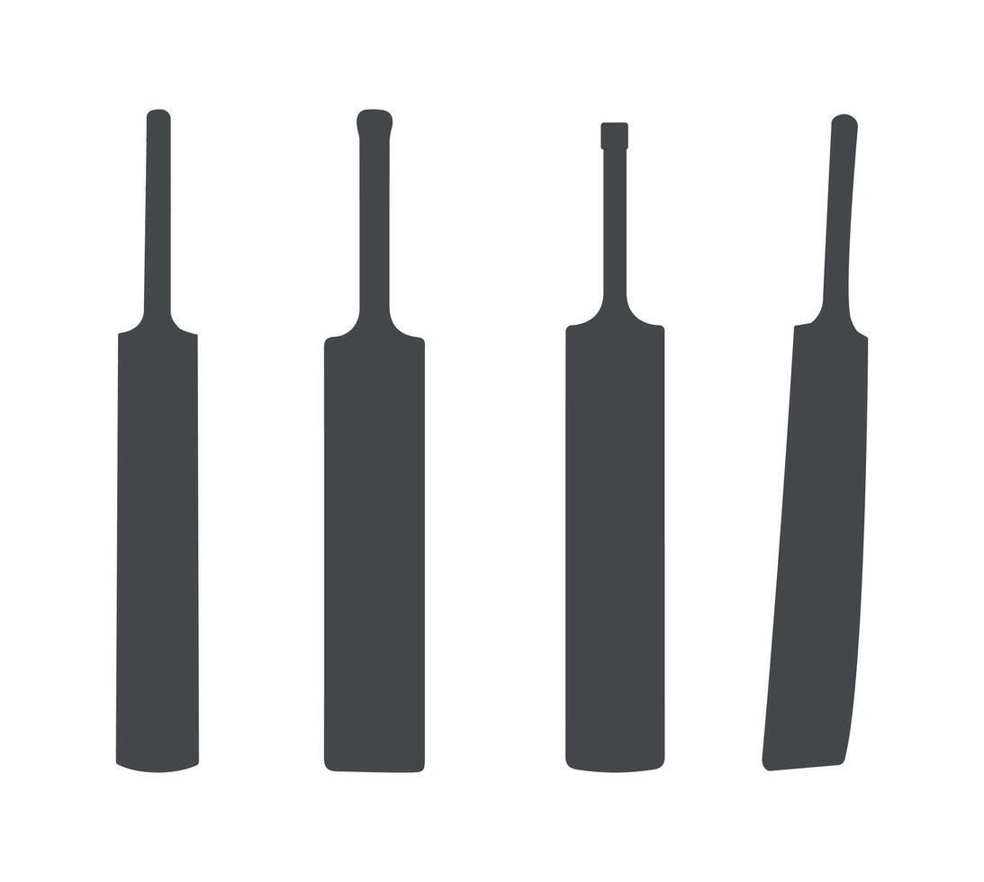 Cricket Bat Isolated, Equipment Cricket Bat With. Cricket Bats Isolated Set, vector