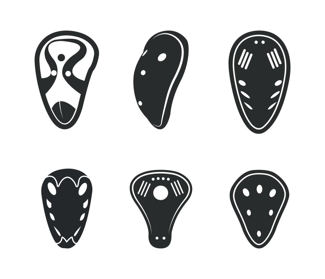 Cricket Clip Art Isolated Collection, Cricket Garde Silhouette Icon Set, Professional Cricket Garde Equipment Set. vector