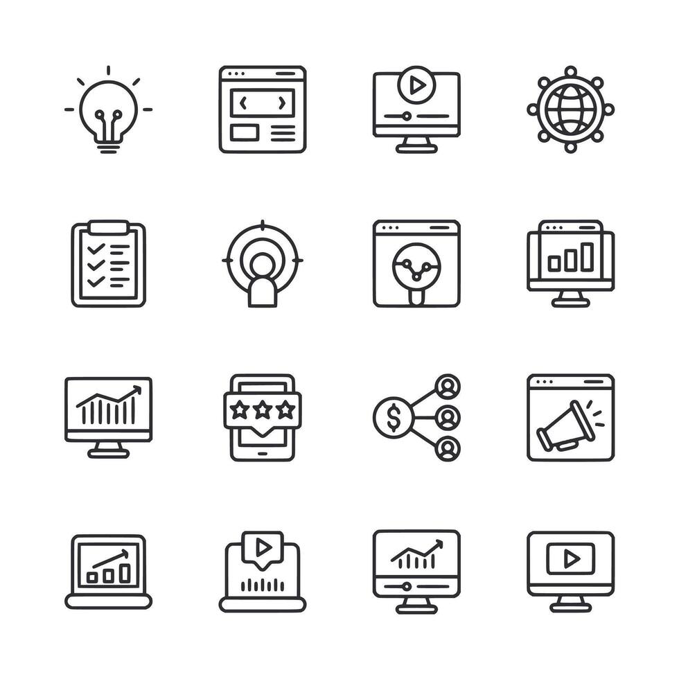 A set of icons for a computer screen vector