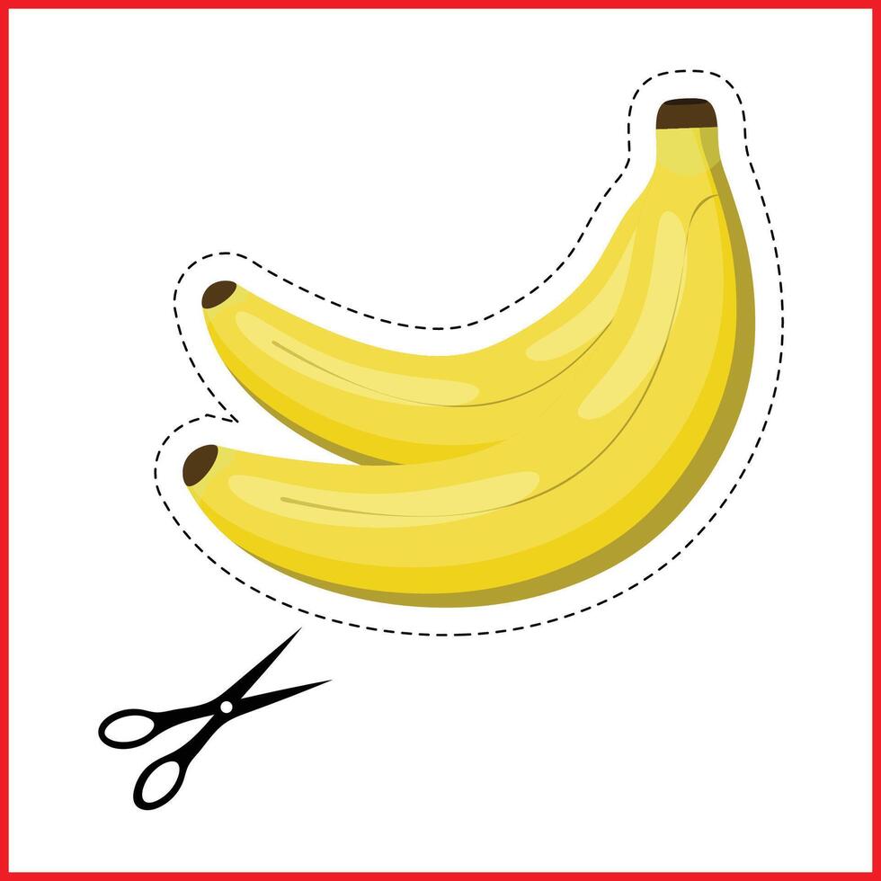 illustration of a childrens educational card with fruits. Paper cutting training vector