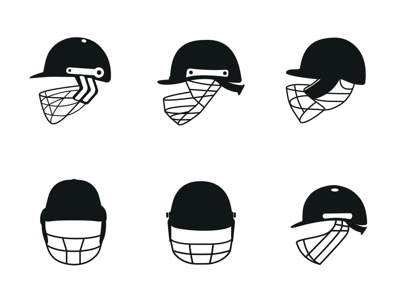 Cricket Helmet Clip Art Collection, Best Left Site Cricket Helmet Illustrations Icon Isolated Silhouette Design, Best Left Site Cricket Helmet vector