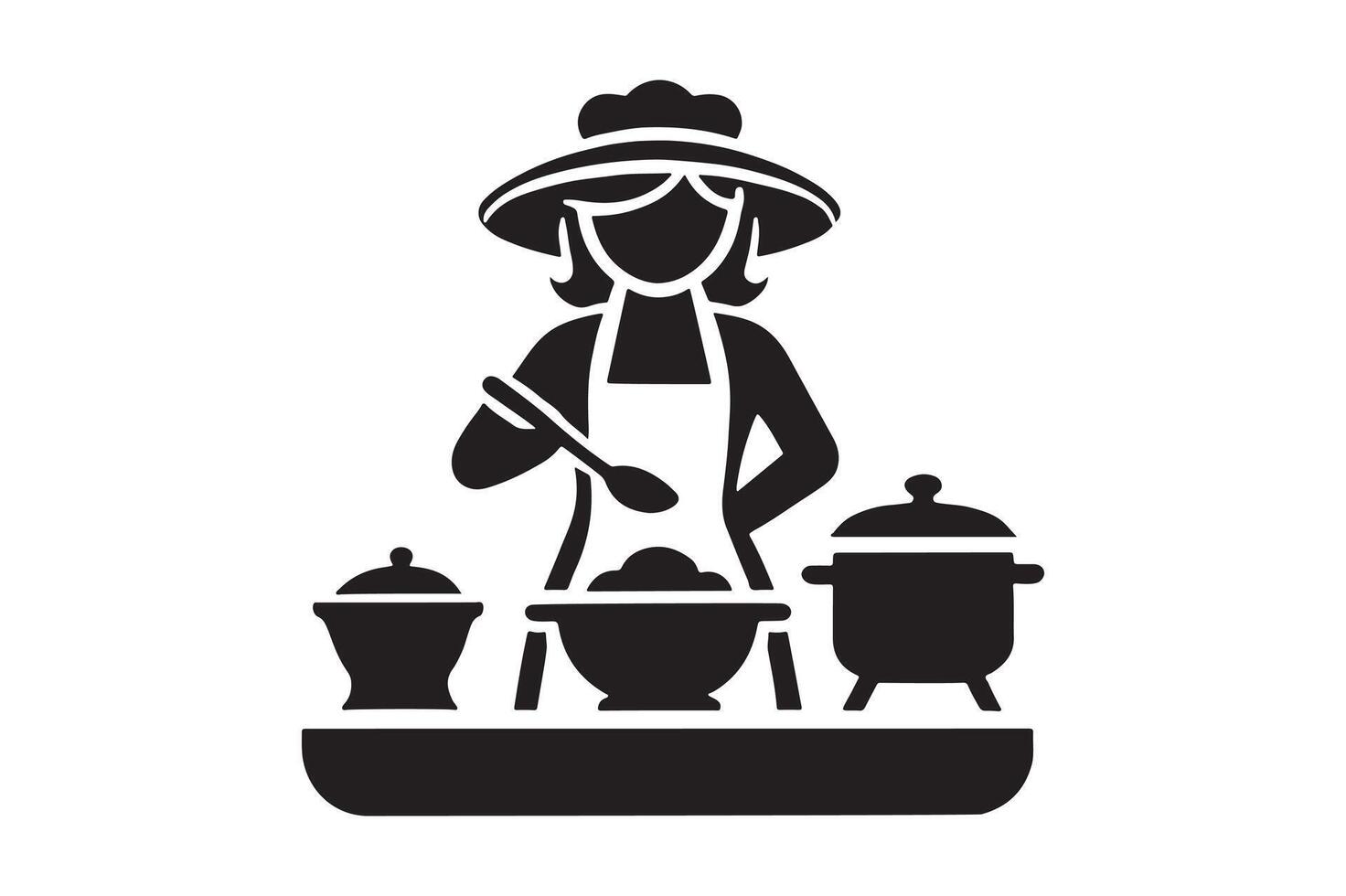 Minimal Chef Action Silhouette Design vector