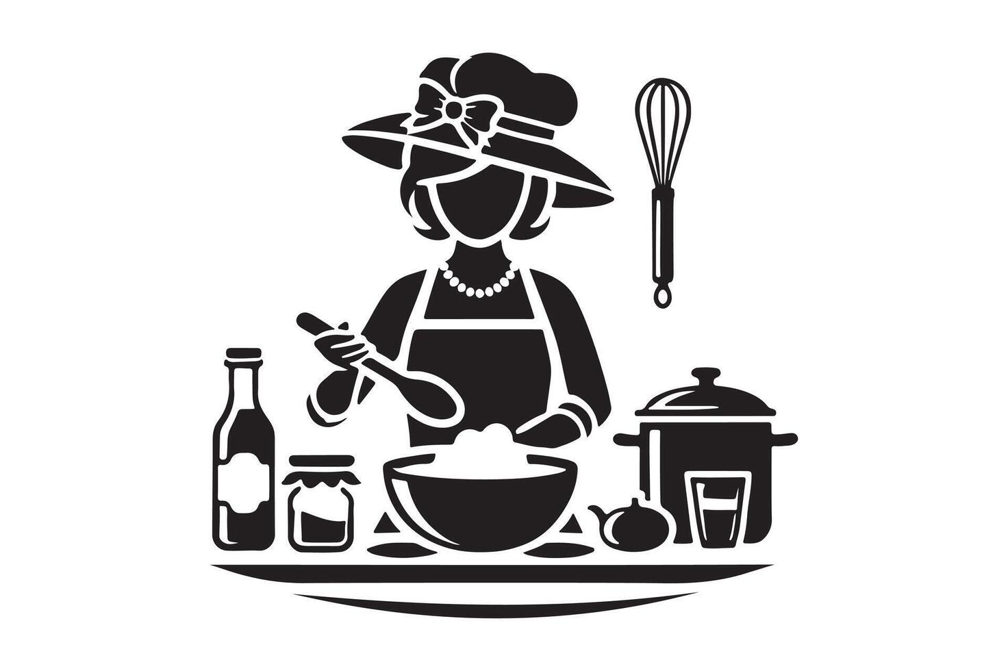 Chef at Work Silhouette Simple Black Design vector