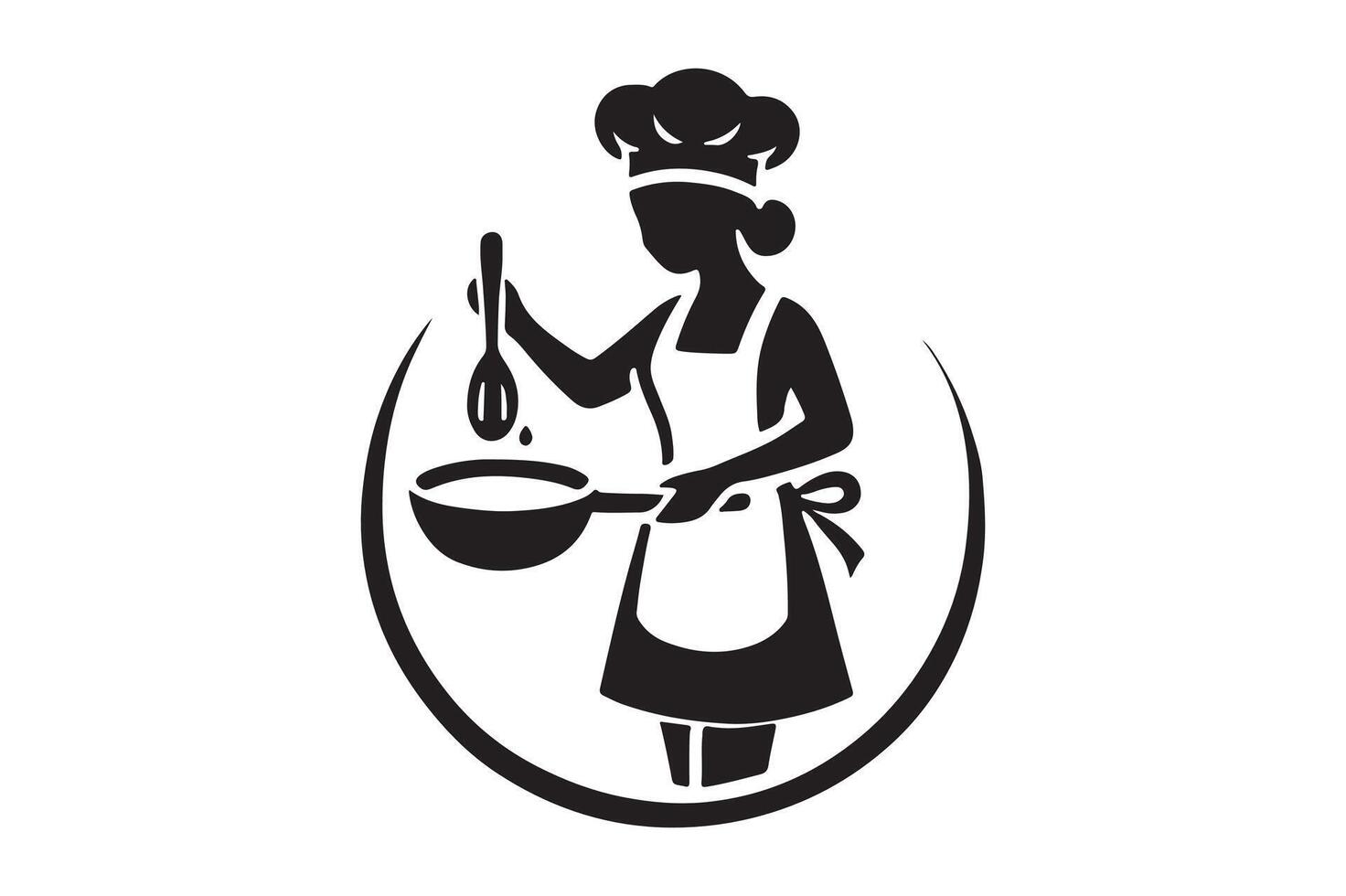 Cooking Scene Silhouette Black Illustration vector