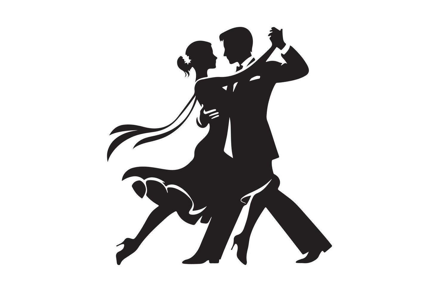 Passionate Tango Dance Pose Clean Silhouette Illustration vector