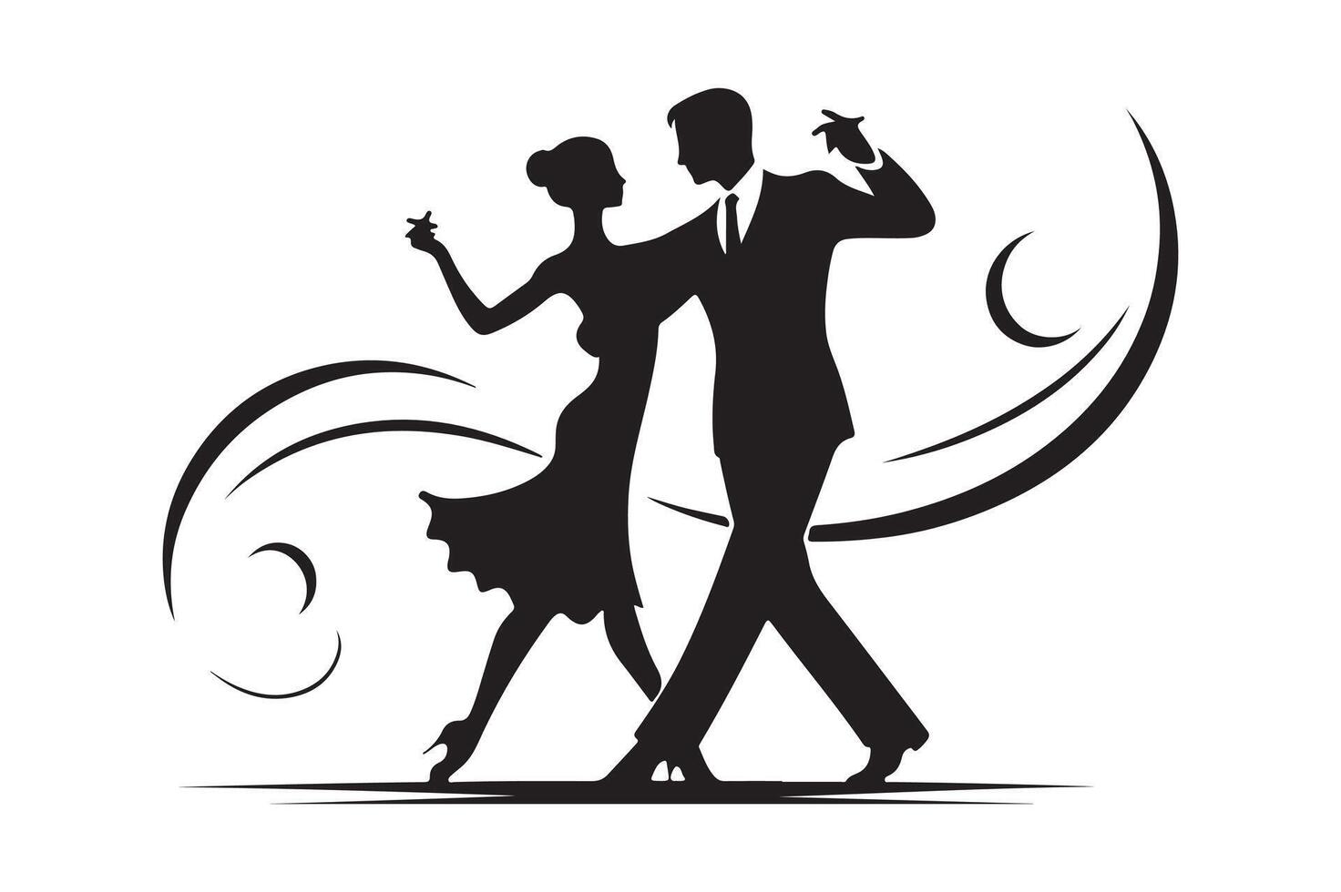 Classic Tango Dance Silhouette Black Illustration vector