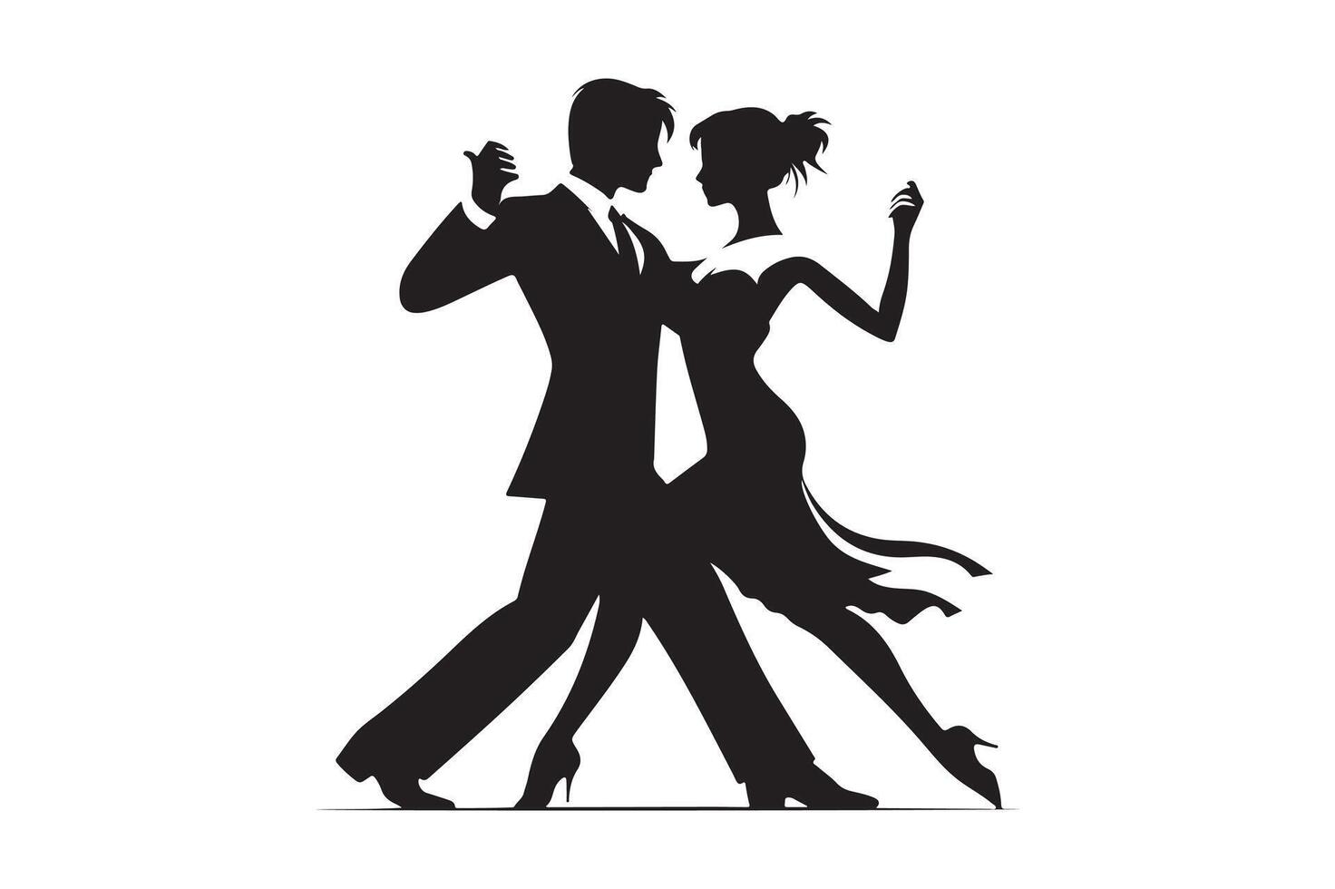 Tango Dancers Silhouette Stylish Black Art vector